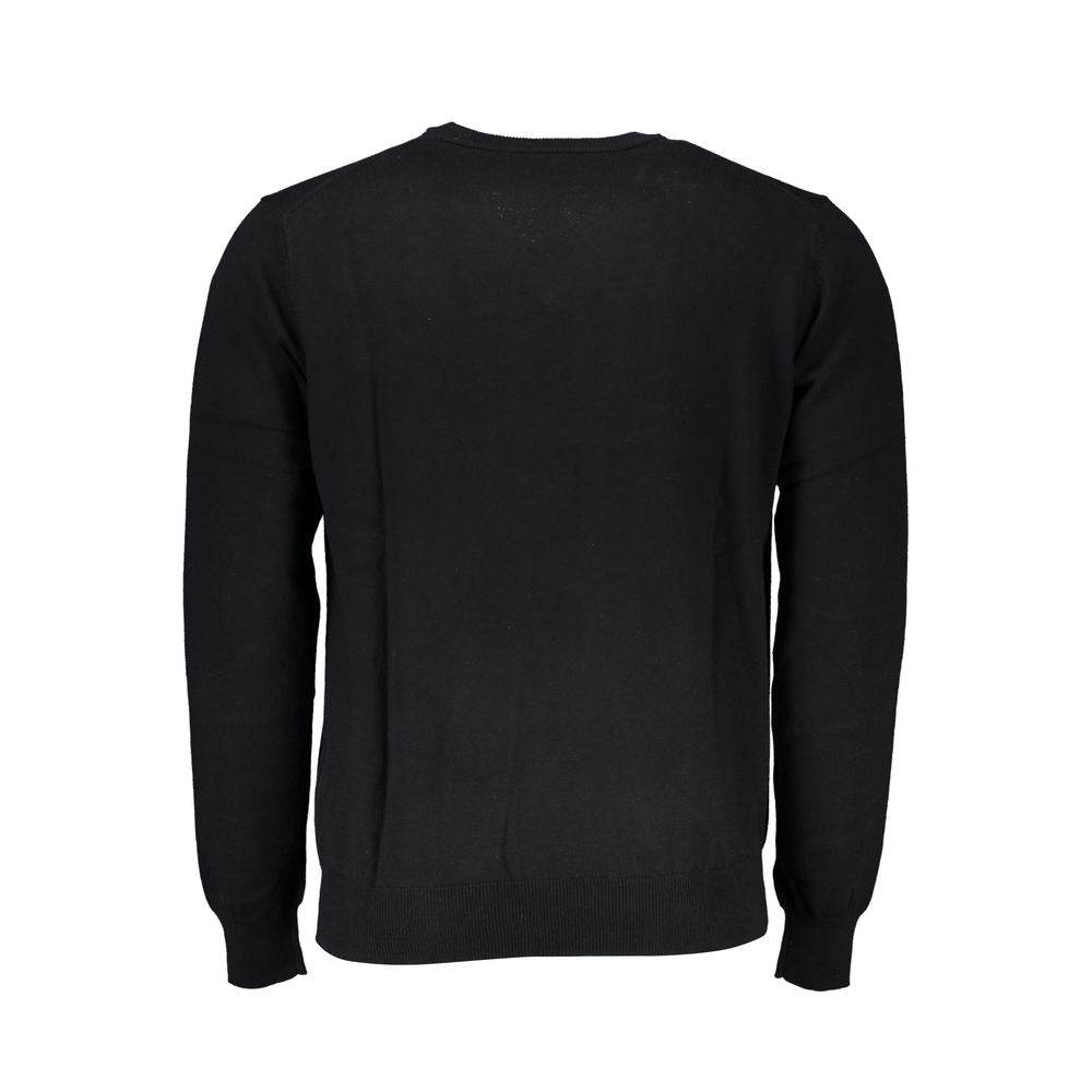 Harmont & Blaine Elegant V-Neck Embroidered Black Sweater - Hilstor