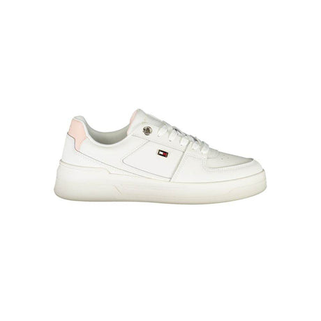 Tommy Hilfiger Elegant White Lace-Up Sneakers with Contrast Detail - Hilstor