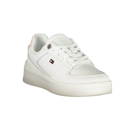 Tommy Hilfiger Elegant White Lace-Up Sneakers with Contrast Detail - Hilstor