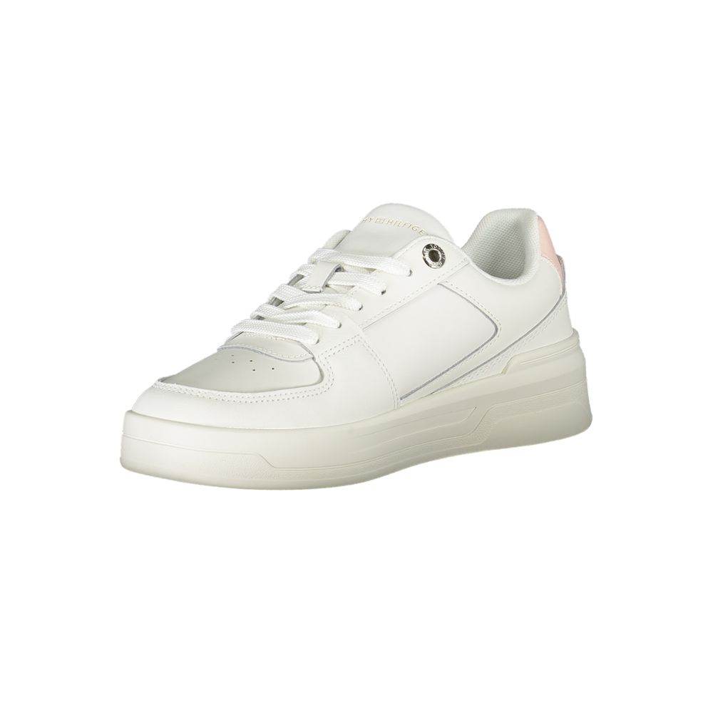 Tommy Hilfiger Elegant White Lace-Up Sneakers with Contrast Detail - Hilstor