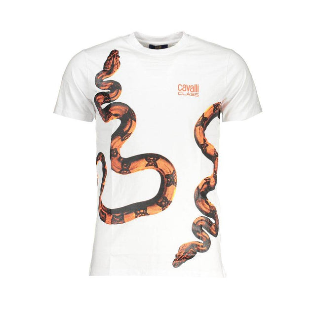 Cavalli Class White Cotton T-Shirt - Hilstor