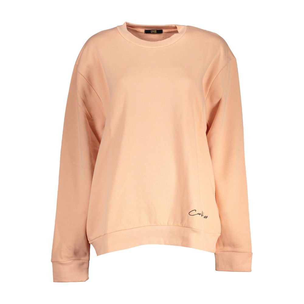 Cavalli Class Elegant Langærmet Pink Fleece Sweatshirt