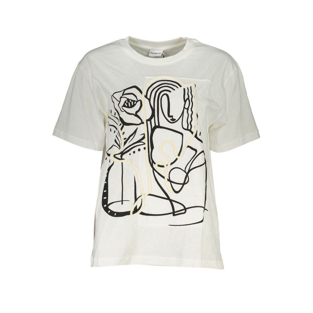 Desigual White Cotton Women T-Shirt - Hilstor