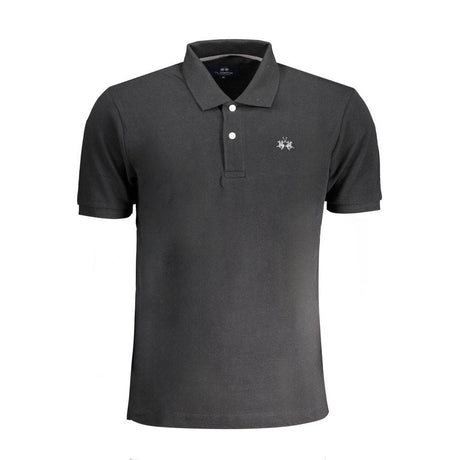 La Martina Black Cotton Polo Shirt - Hilstor