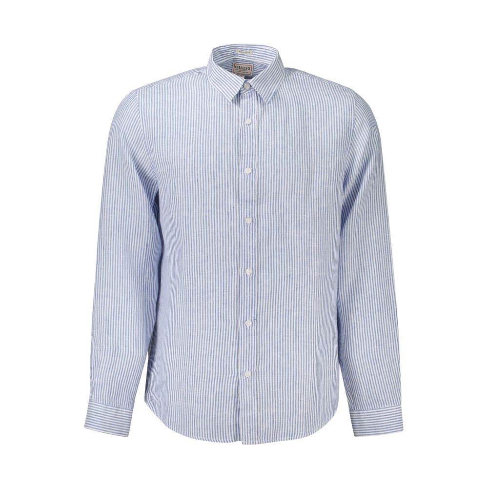 Guess Jeans Blue Linen Men Shirt - Hilstor