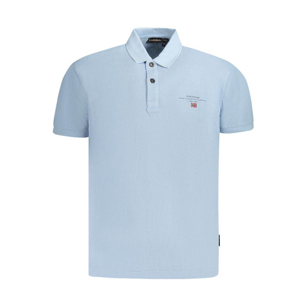 Napapijri Light Blue Cotton Men Polo Shirt - Hilstor
