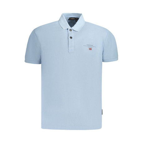 Napapijri Light Blue Cotton Men Polo Shirt - Hilstor