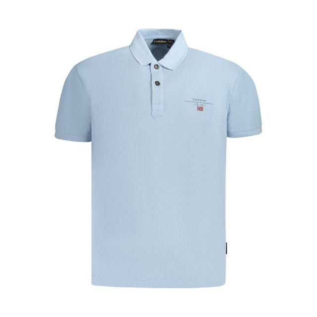 Napapijri Light Blue Cotton Men Polo Shirt - Hilstor