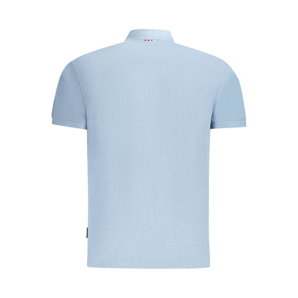 Napapijri Light Blue Cotton Men Polo Shirt - Hilstor