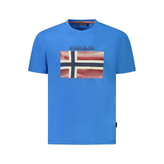Napapijri Blue Cotton Men T-Shirt - Hilstor