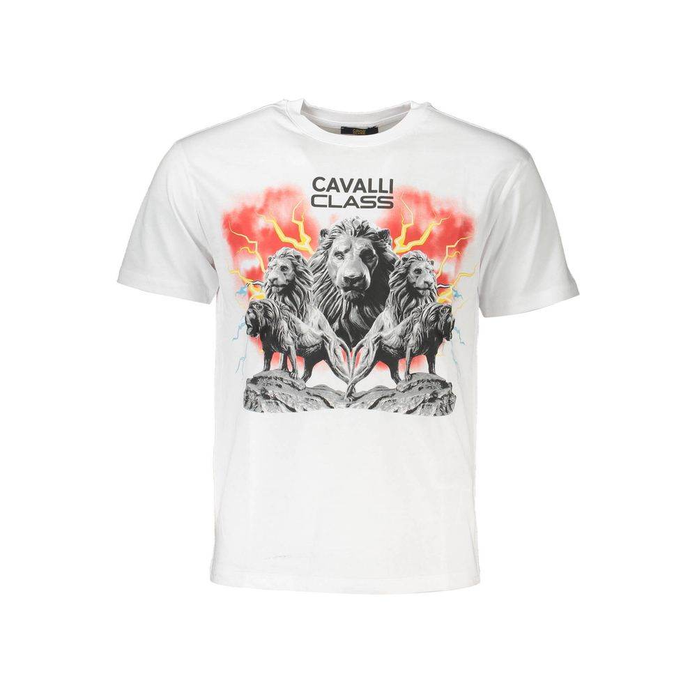 Cavalli Class White Cotton Men T-Shirt - Hilstor