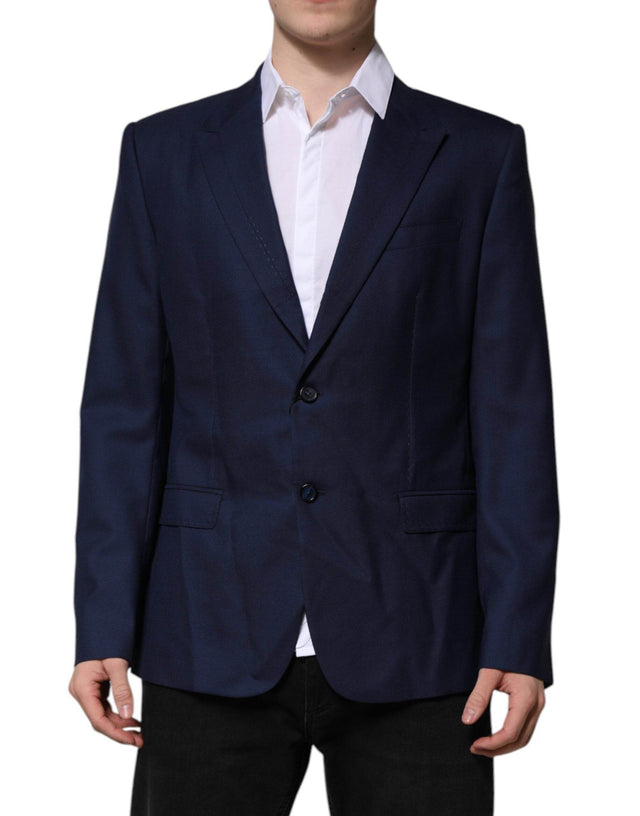 Dolce & Gabbana Blue Wool Single Breasted Suit Coat Blazer - Hilstor