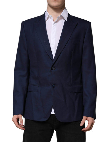 Dolce & Gabbana Blue Wool Single Breasted Suit Coat Blazer - Hilstor