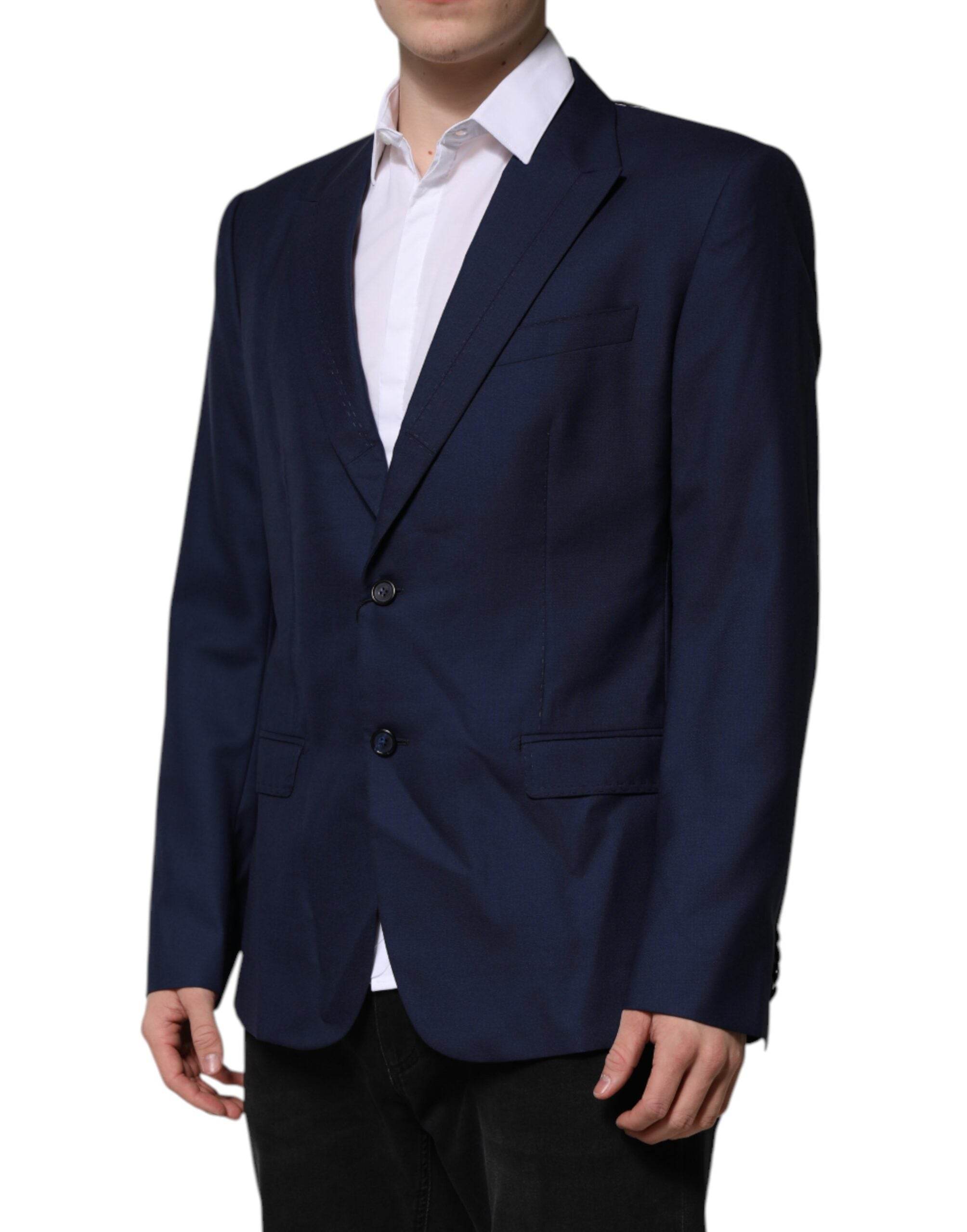 Dolce & Gabbana Blue Wool Single Breasted Suit Coat Blazer - Hilstor