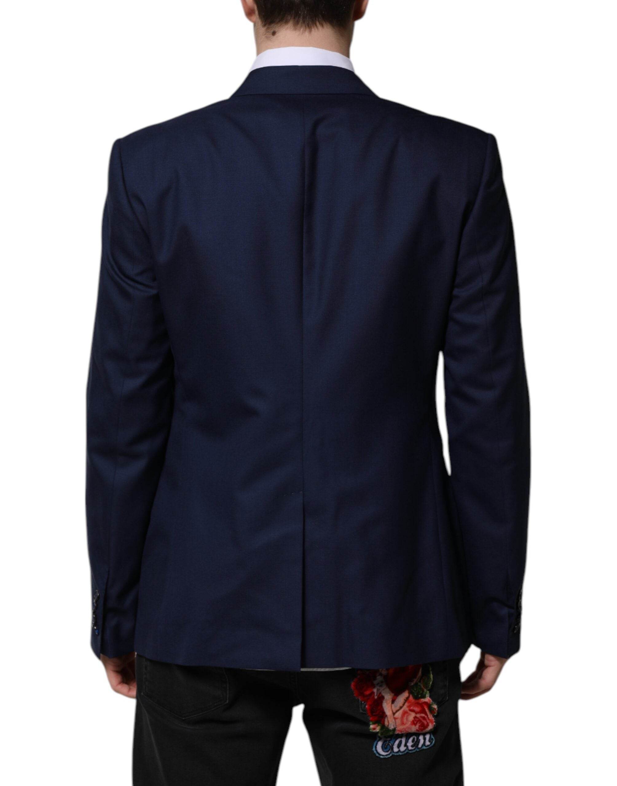 Dolce & Gabbana Blue Wool Single Breasted Suit Coat Blazer - Hilstor