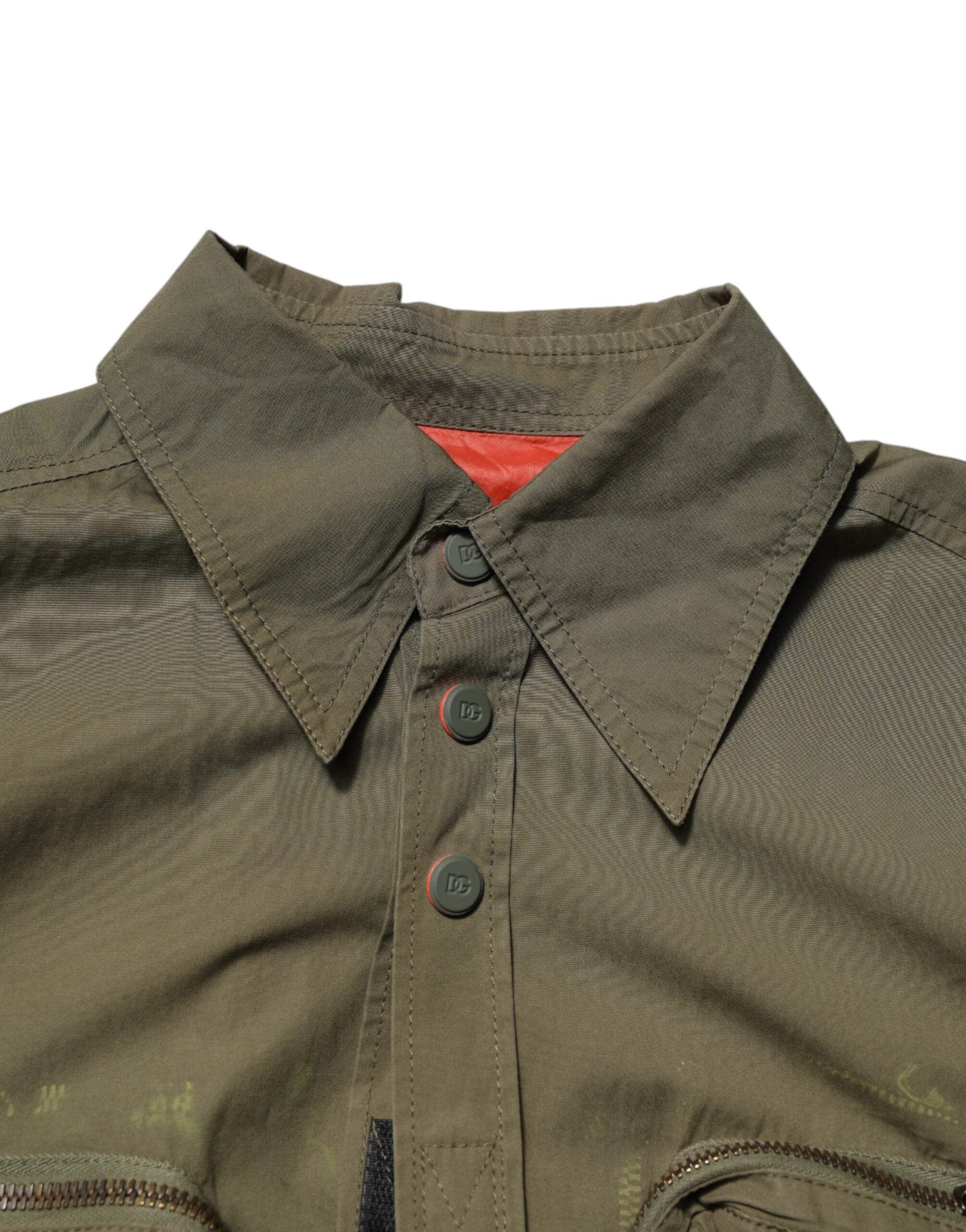 Dolce & Gabbana Army Green Button Down Long Sleeves Shirt - Hilstor