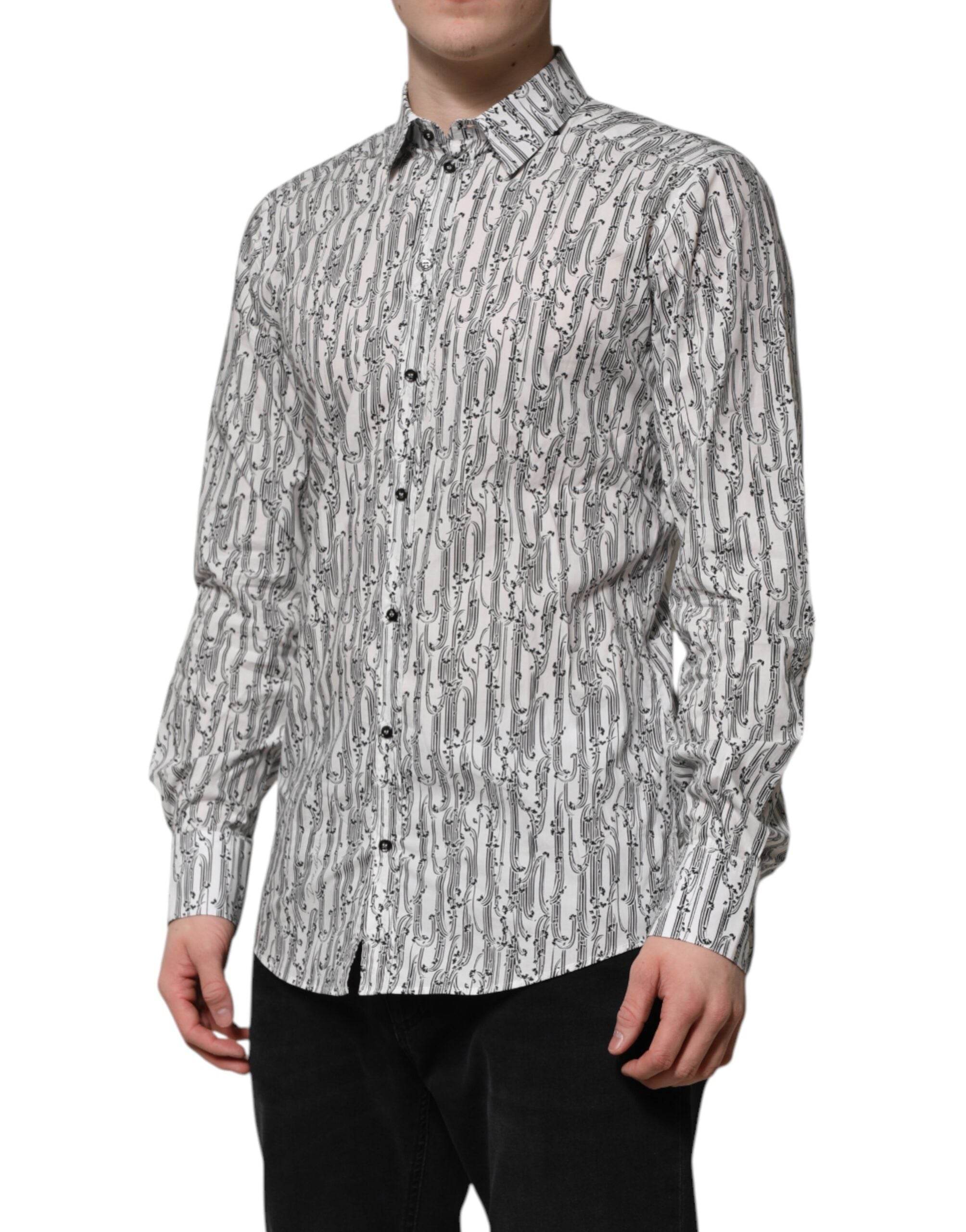 Dolce & Gabbana White Floral Print Casual Long Sleeves Shirt - Hilstor