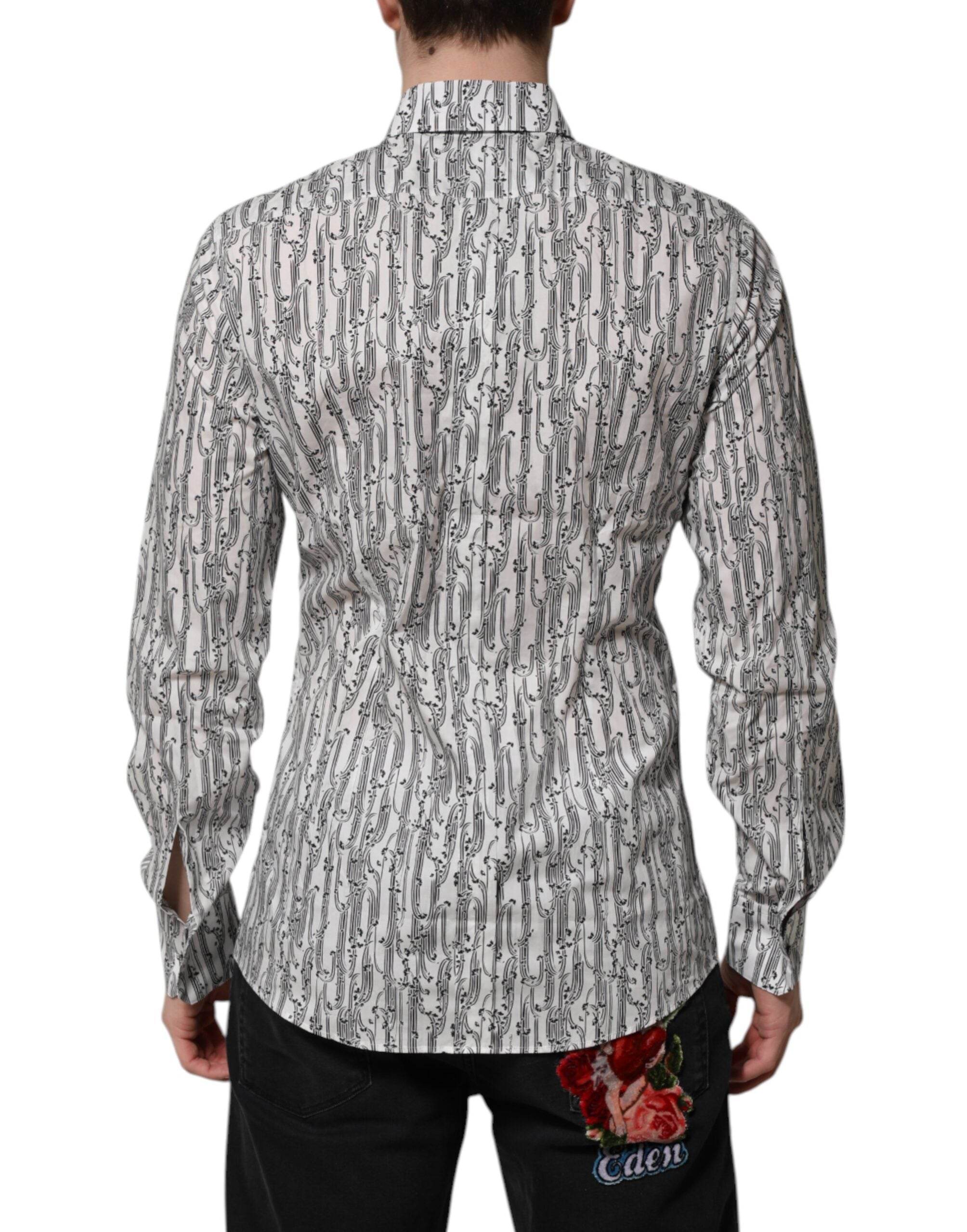 Dolce & Gabbana White Floral Print Casual Long Sleeves Shirt - Hilstor