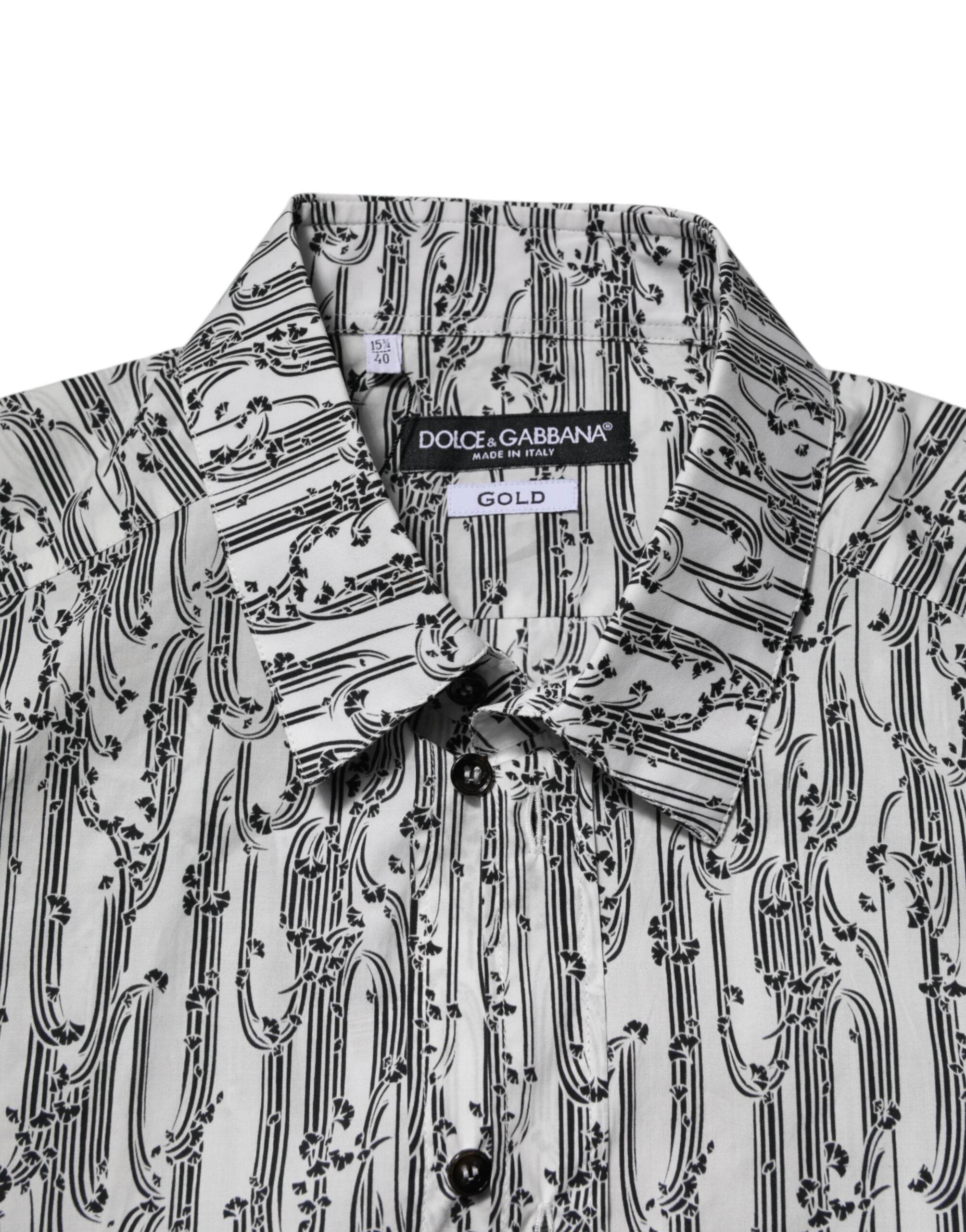 Dolce & Gabbana White Floral Print Casual Long Sleeves Shirt - Hilstor