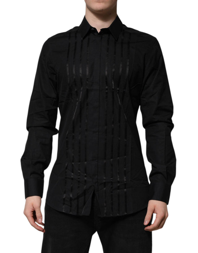 Dolce & Gabbana Black GOLD Long Sleeves Men Formal Dress Shirt - Hilstor