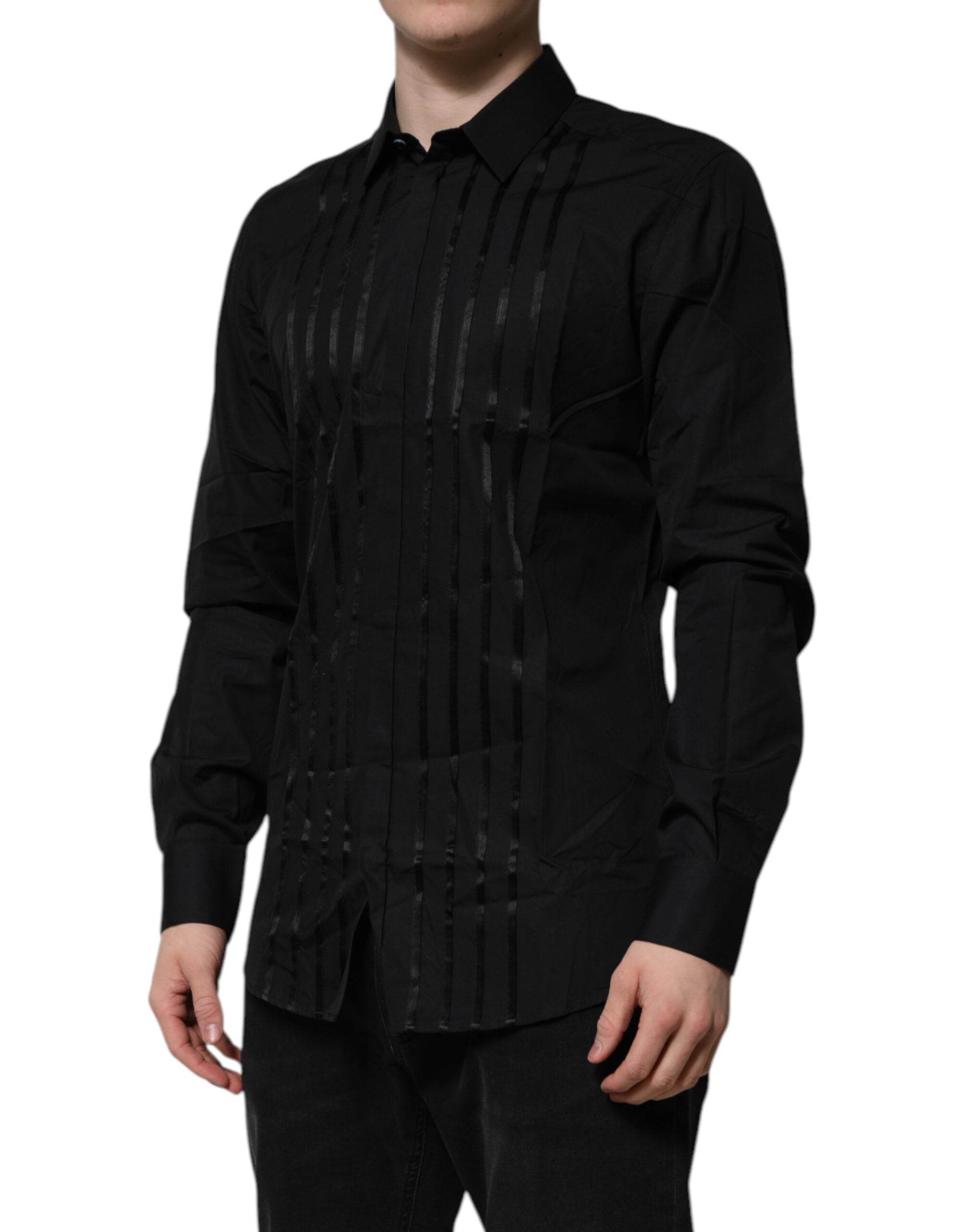 Dolce & Gabbana Black GOLD Long Sleeves Men Formal Dress Shirt - Hilstor