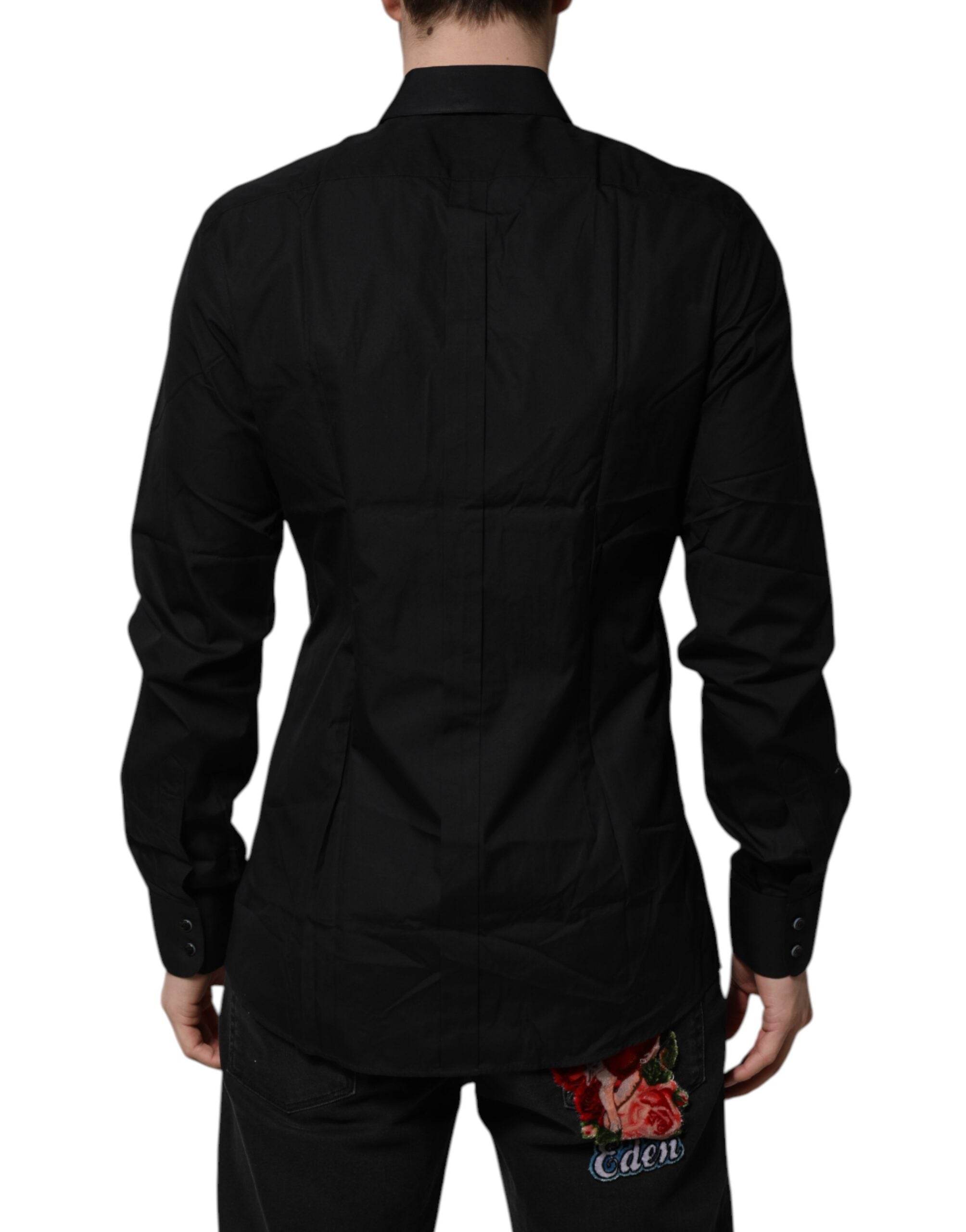 Dolce & Gabbana Black GOLD Long Sleeves Men Formal Dress Shirt - Hilstor