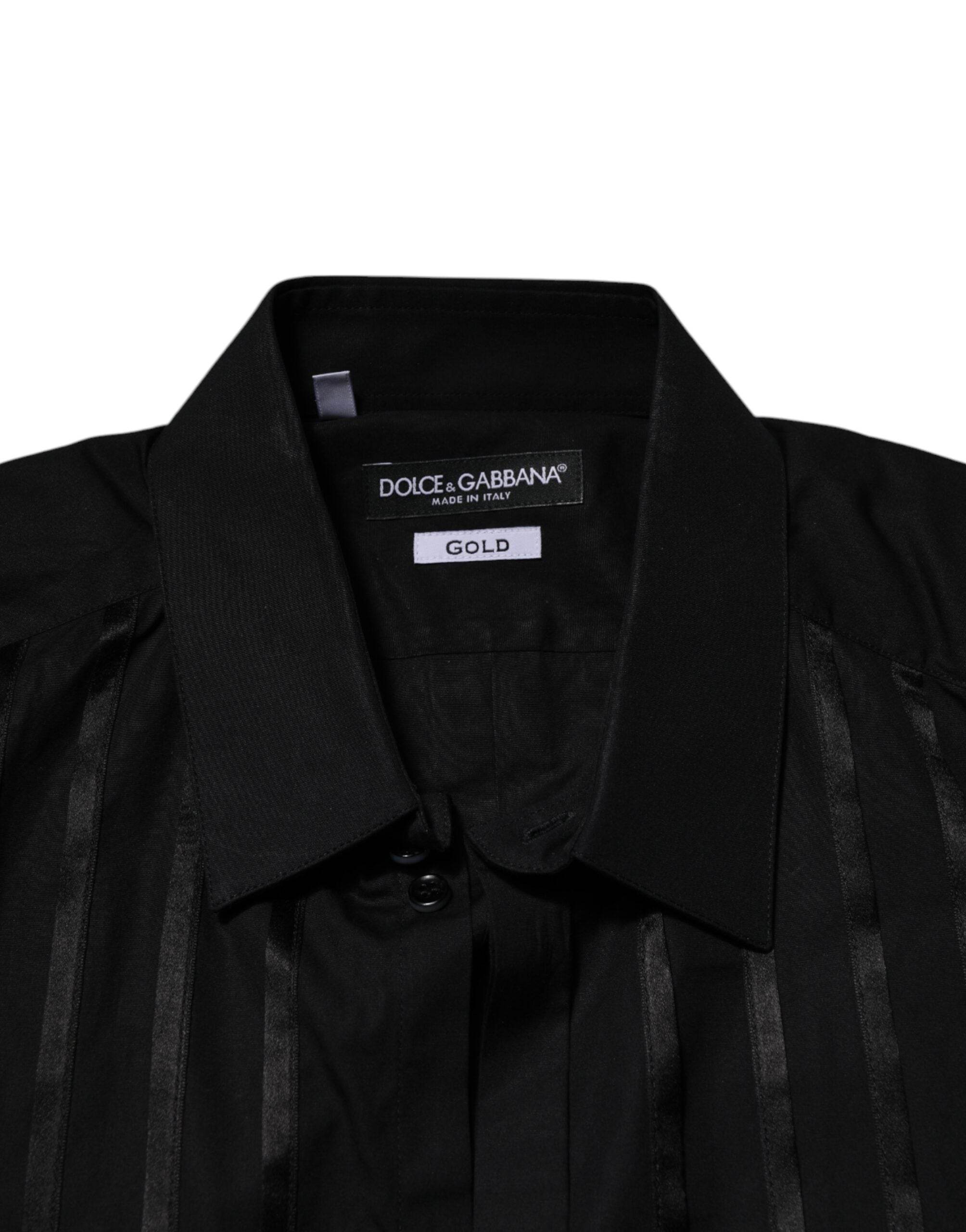 Dolce & Gabbana Black GOLD Long Sleeves Men Formal Dress Shirt - Hilstor