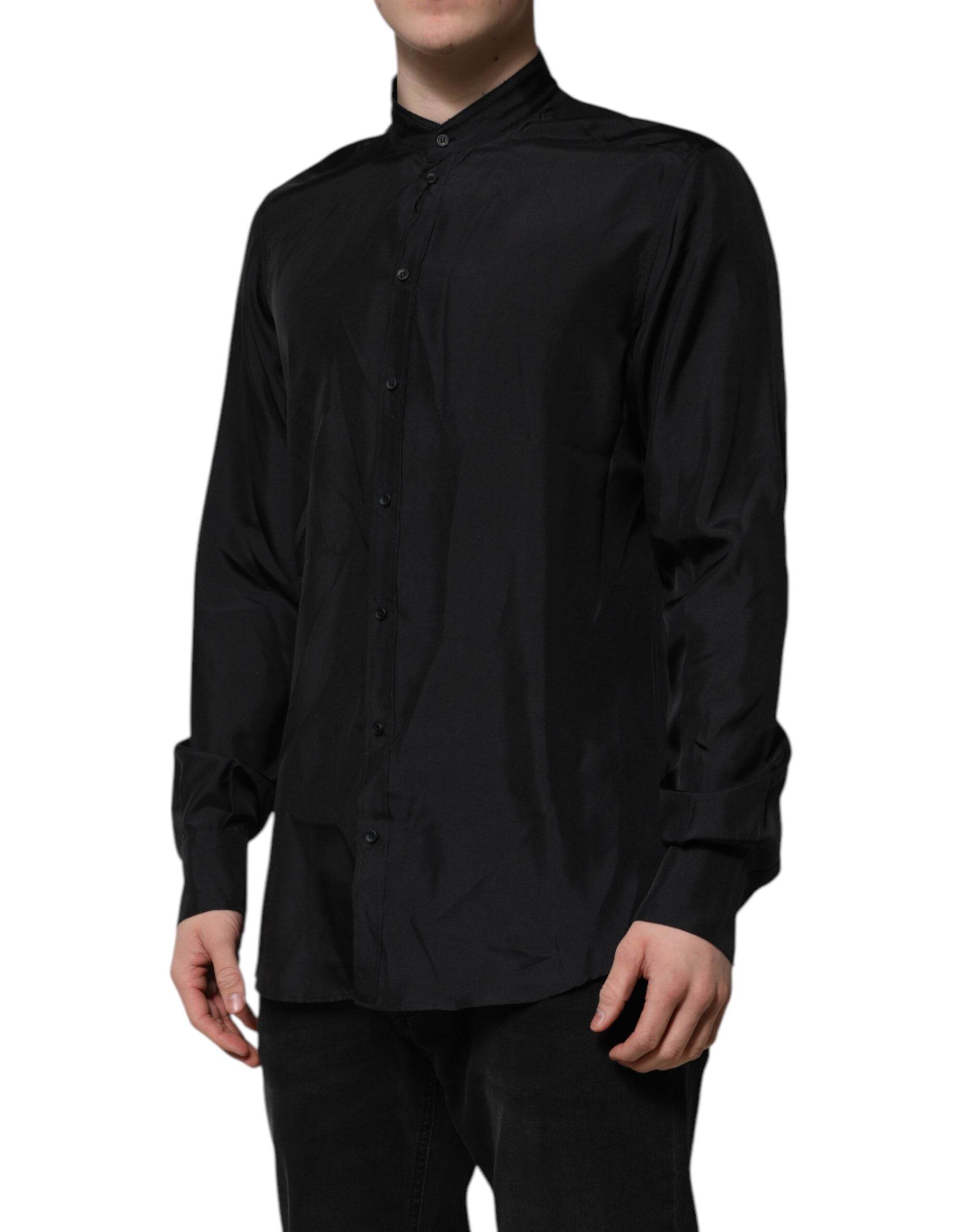 Dolce & Gabbana Dark Blue Silk MARTINI Men Formal Dress Shirt - Hilstor