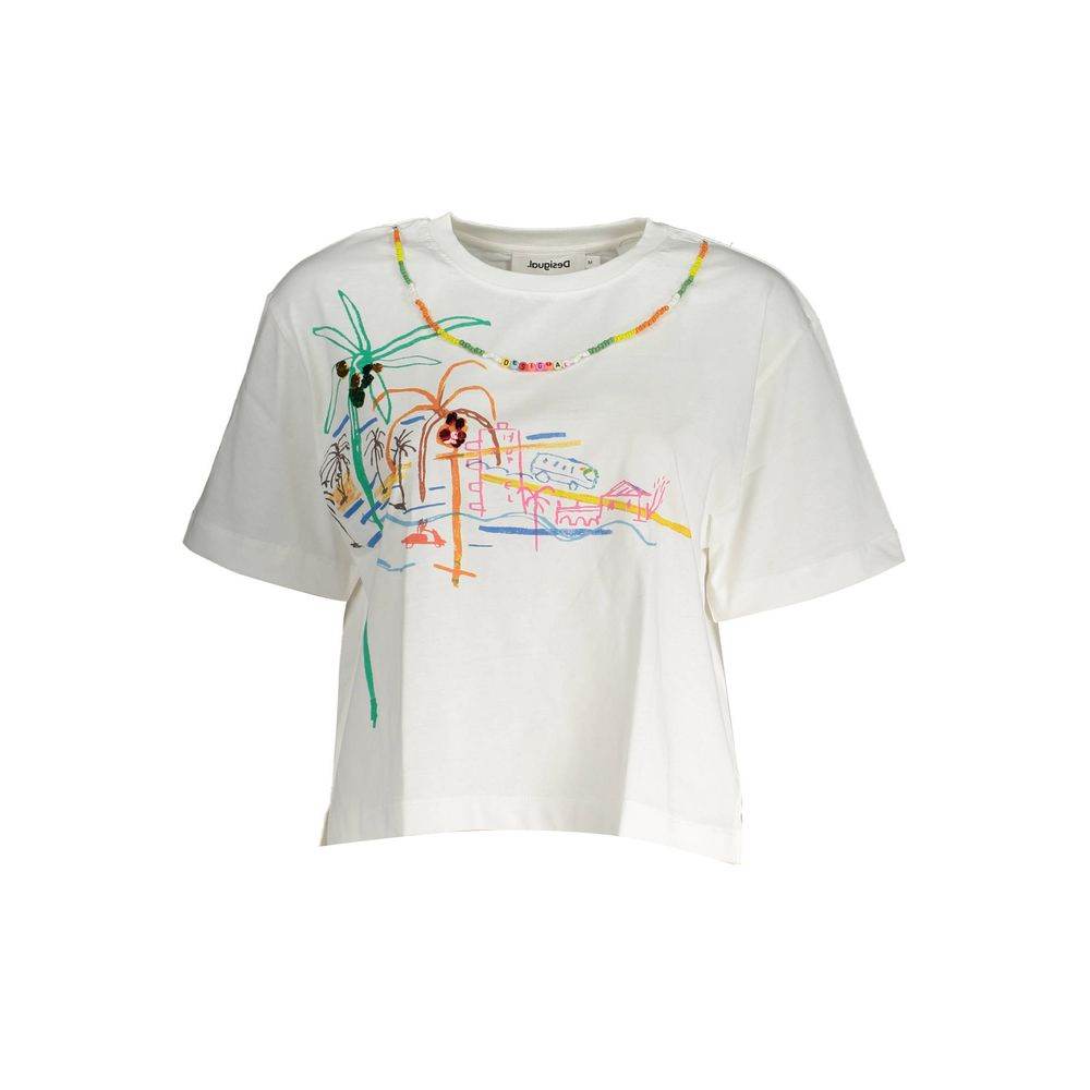 Desigual White Cotton Women T-Shirt - Hilstor