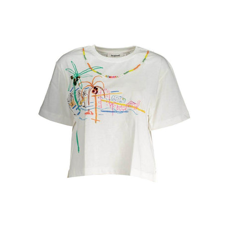 Desigual White Cotton Women T-Shirt - Hilstor