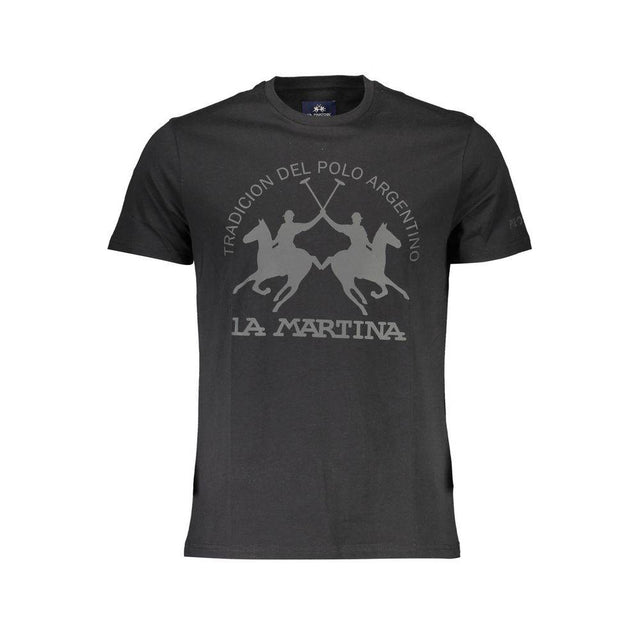 La Martina Black Cotton Men T-Shirt - Hilstor