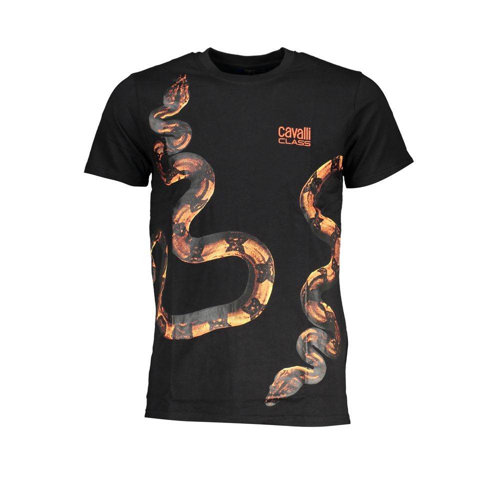 Cavalli Class Black Cotton T-Shirt - Hilstor