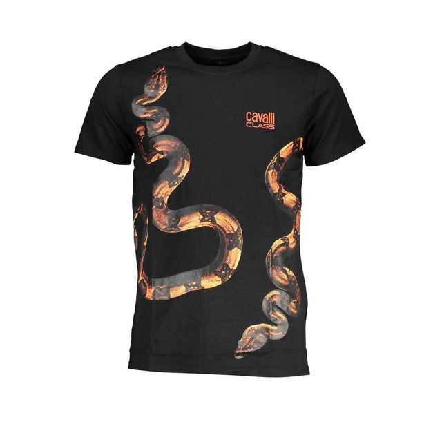 Cavalli Class Black Cotton T-Shirt - Hilstor