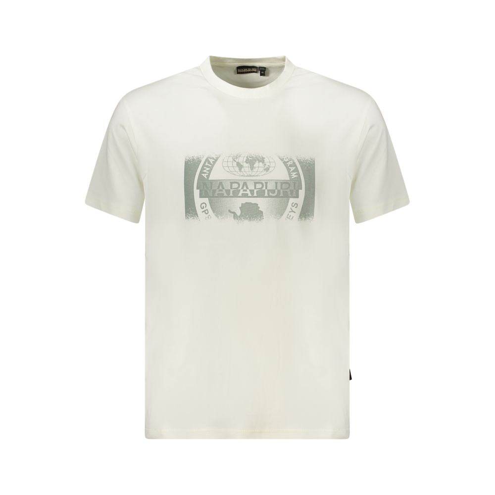 Napapijri White Cotton Men T-Shirt - Hilstor