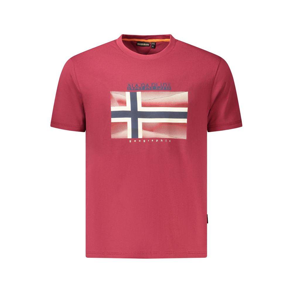 Napapijri Red Cotton Men T-Shirt - Hilstor