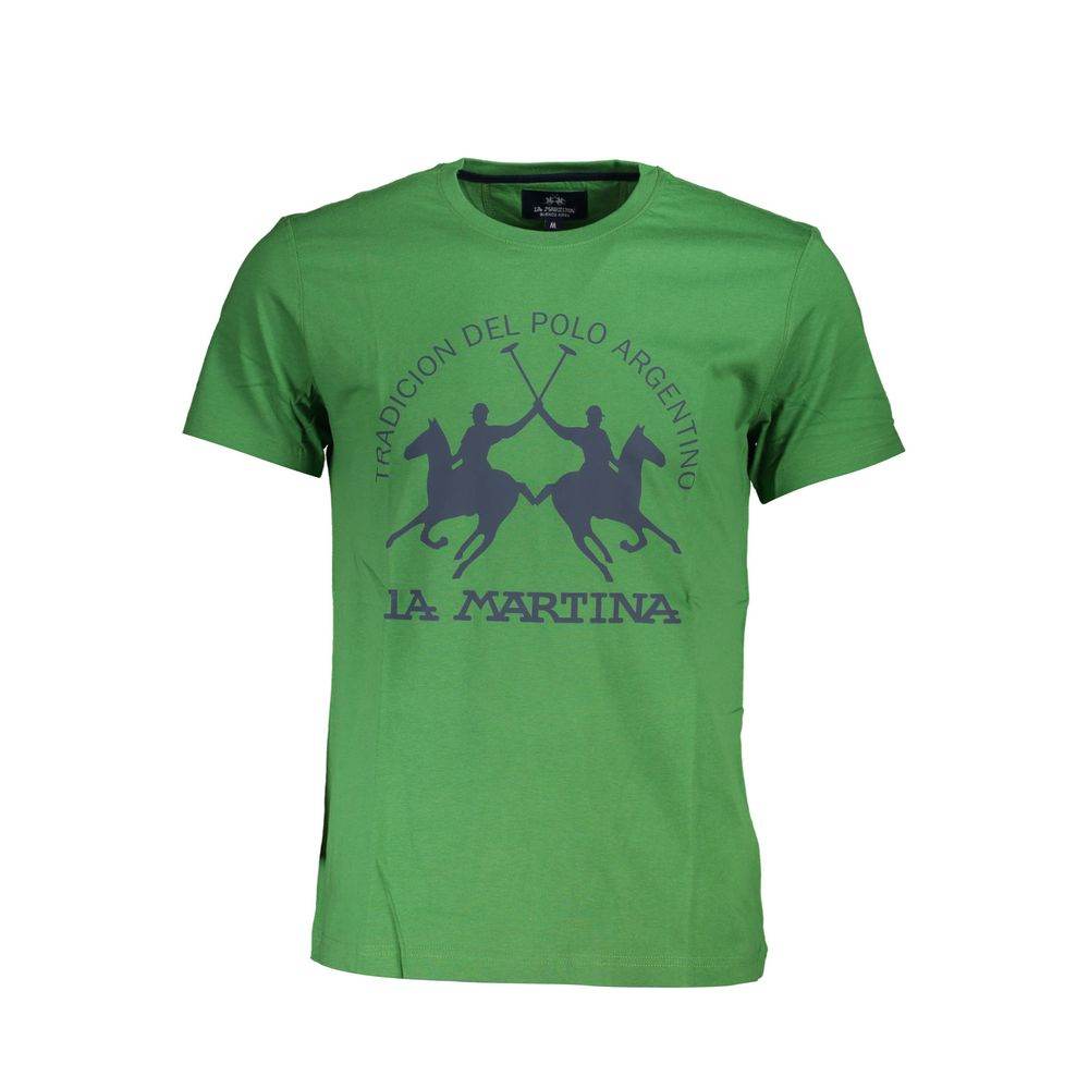 La Martina Green Cotton Men T-Shirt - Hilstor