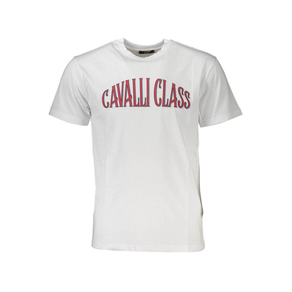 Cavalli Class White Cotton Men T-Shirt - Hilstor