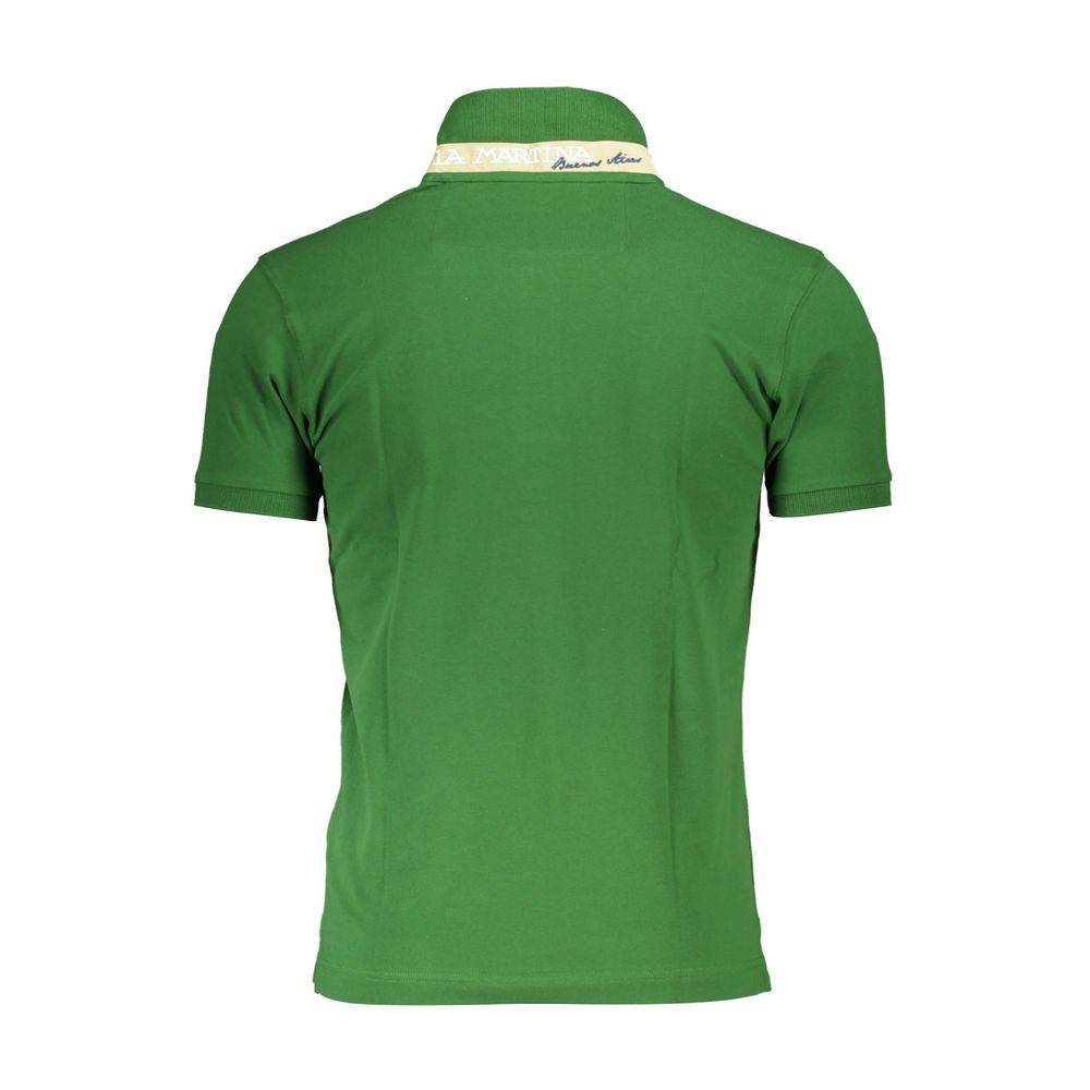 La Martina Sleek Green Slim Fit Polo with Contrast Detail - Hilstor