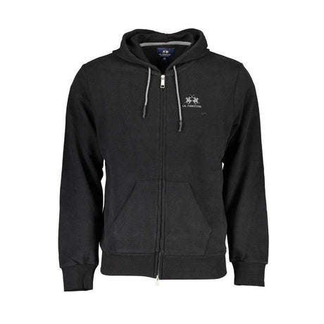 La Martina Black Cotton Men Sweater with Hood - Hilstor