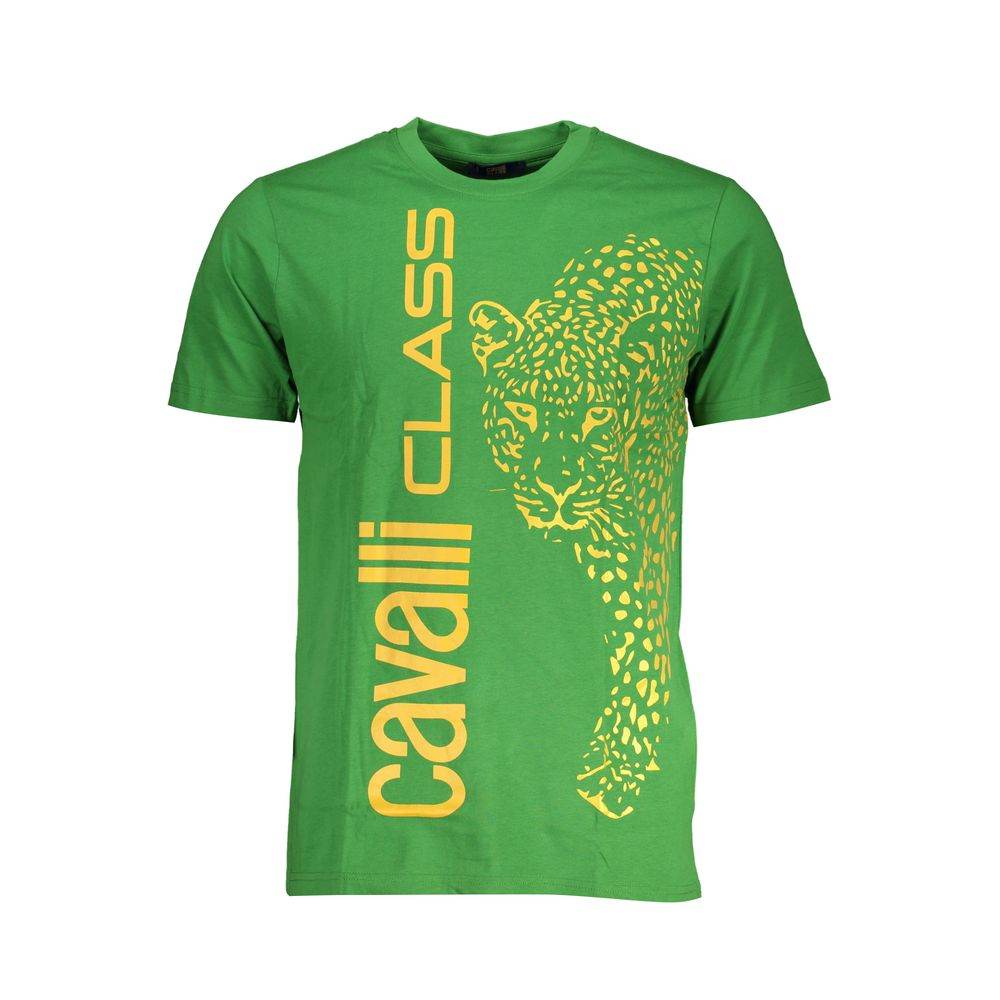 Cavalli Class Green Cotton T-Shirt - Hilstor