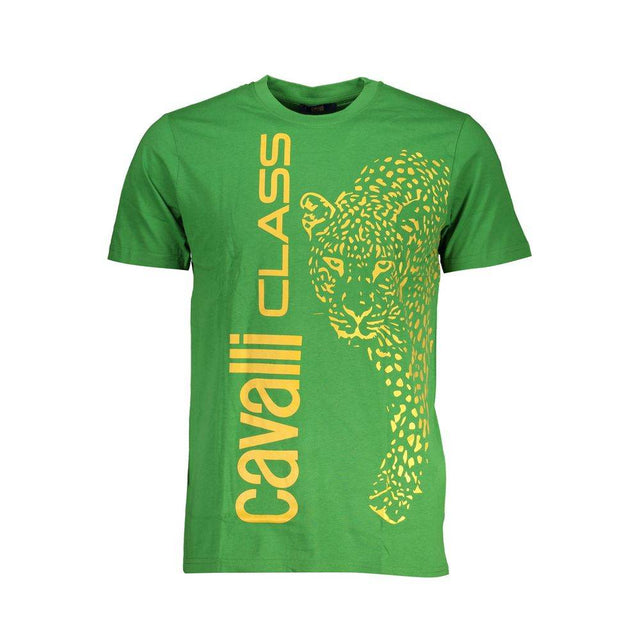 Cavalli Class Green Cotton T-Shirt - Hilstor