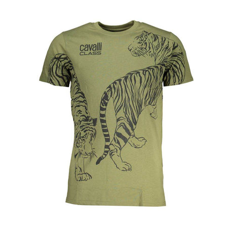 Cavalli Class Green Cotton T-Shirt - Hilstor