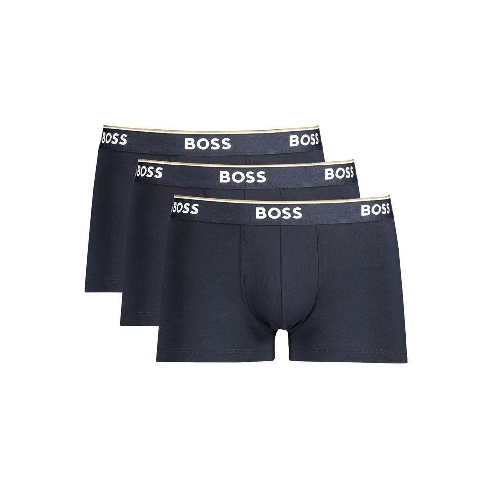 Hugo Boss Blue Cotton Men Boxer Underwear - Hilstor