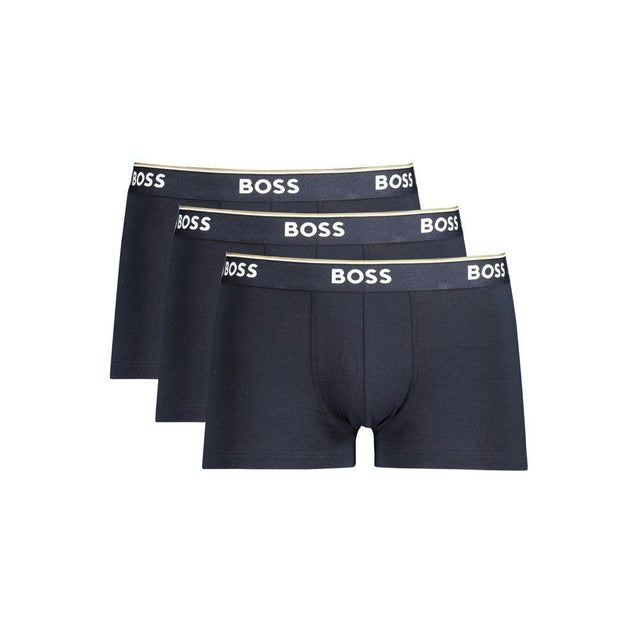 Hugo Boss Blue Cotton Men Boxer Underwear - Hilstor