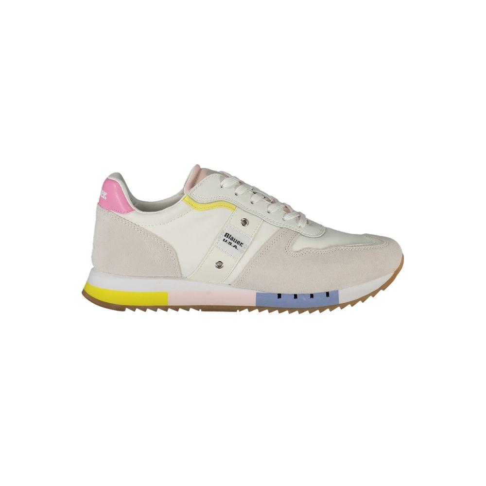 Blauer hvid læder sneaker til kvinder