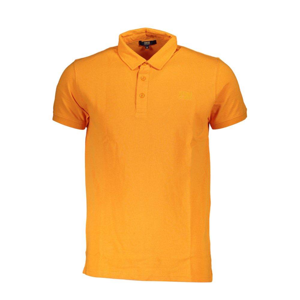 Cavalli Class Orange Cotton Men Polo Shirt - Hilstor