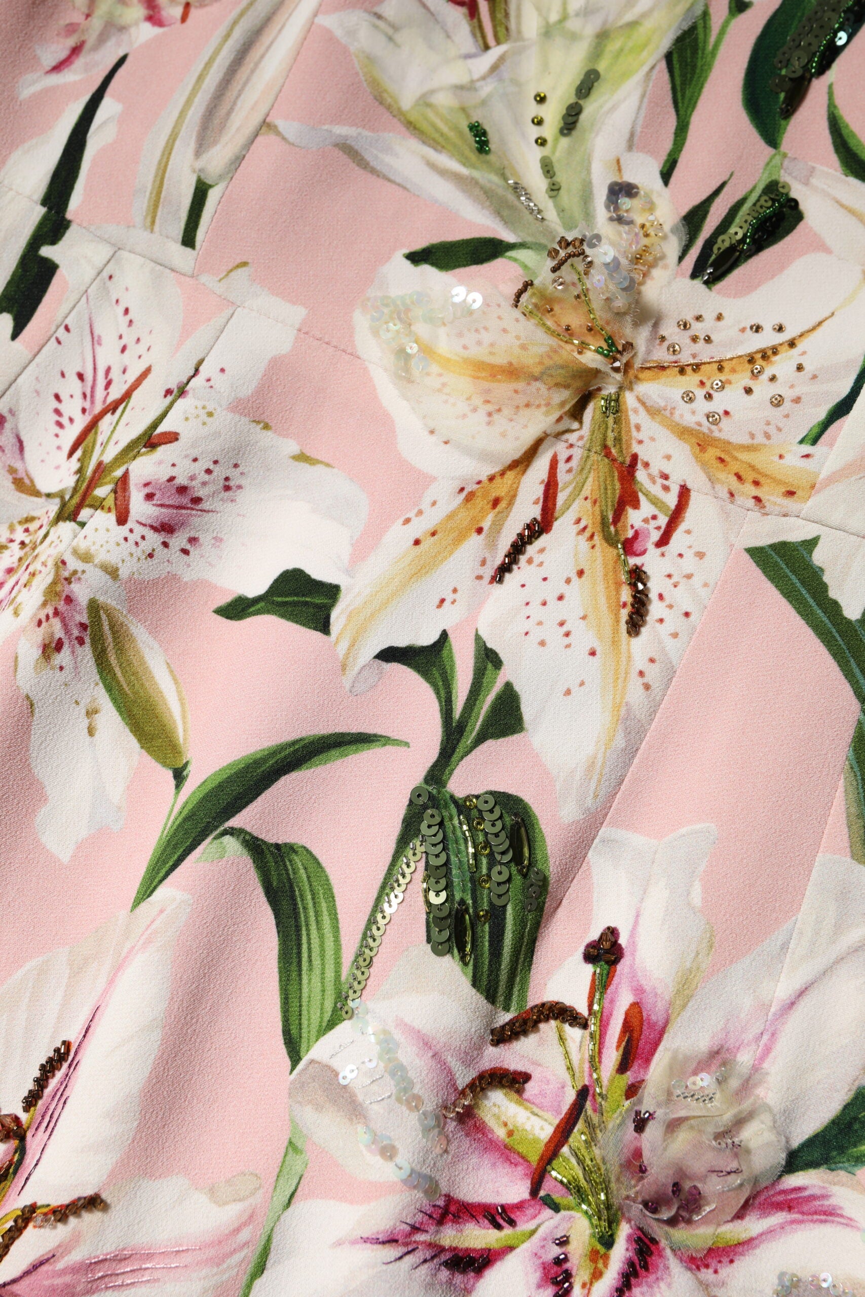 Dolce &amp; Gabbana Pink Lily Viskose Skede Stretch Midikjole