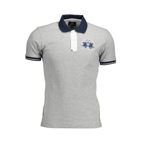 La Martina Gray Cotton Men Polo Shirt - Hilstor