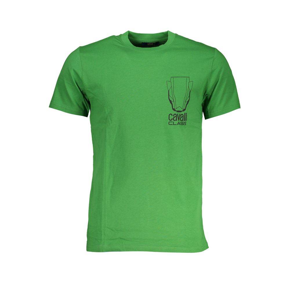 Cavalli Class Green Cotton T-Shirt - Hilstor