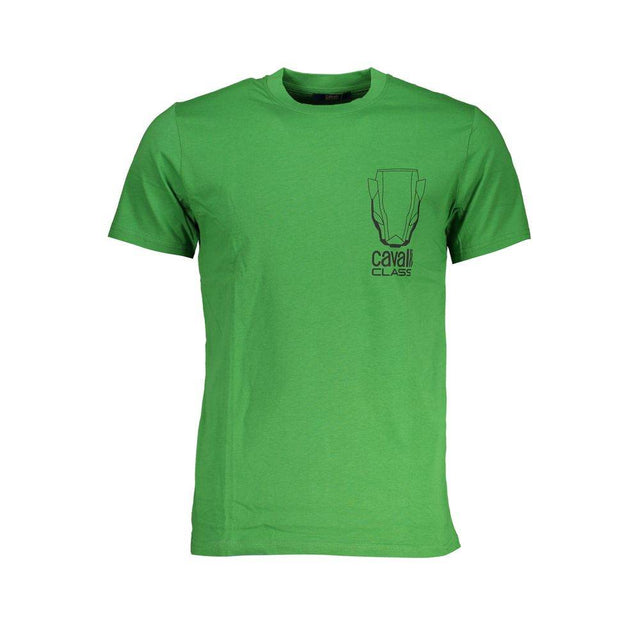Cavalli Class Green Cotton T-Shirt - Hilstor
